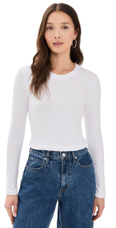 James Perse Long Sleeve Cropped Tee White