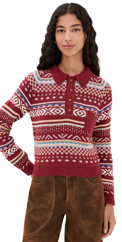 Alix of Bohemia Liza Mesa Fair Isle Top Red