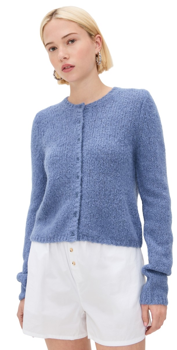 Reformation Clara Crew Cardigan Cornflower
