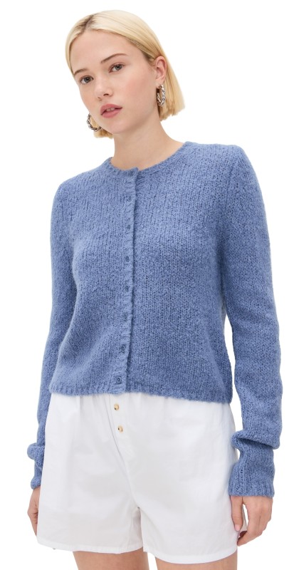 Reformation Clara Crew Cardigan Cornflower