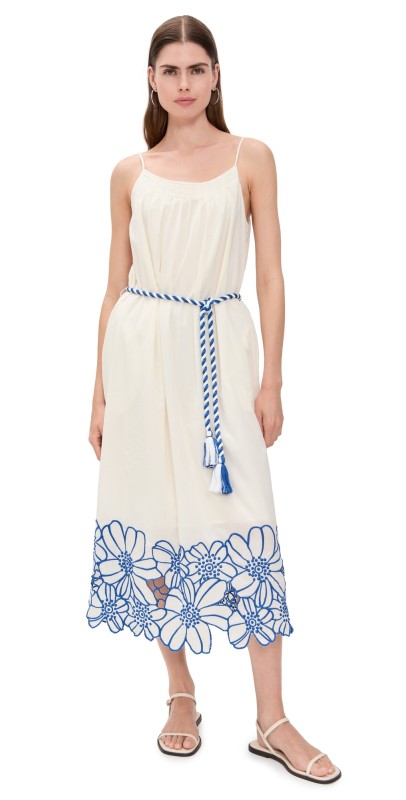 Velvet Juliette Dress Cream/Cobalt