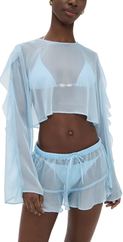 Shani Shemer Thoma Cropped Shirt Baby Blue