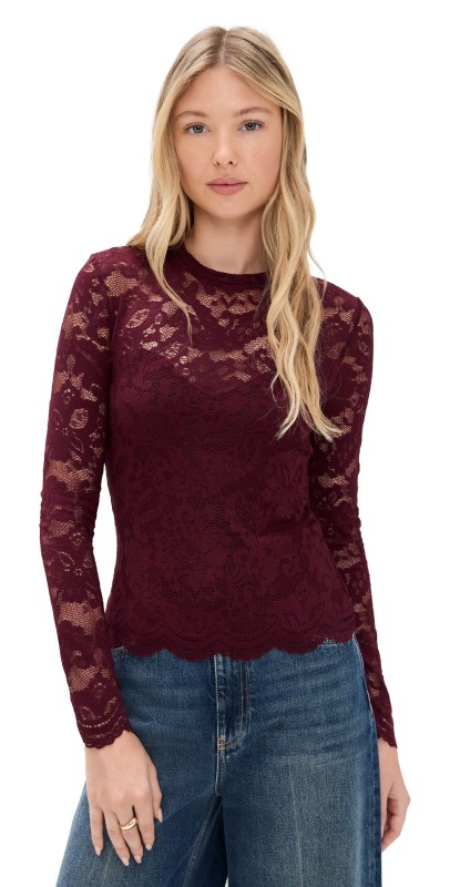 Generation Love Clayton Lace Top Cabernet