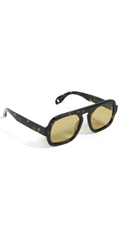 Elisa Johnson Jane Sunglasses Dark Brown Tort Olive Green Lens