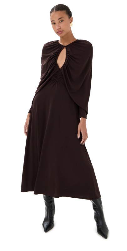 Johanna Ortiz Silent Solstice Midi Dress Chocolate