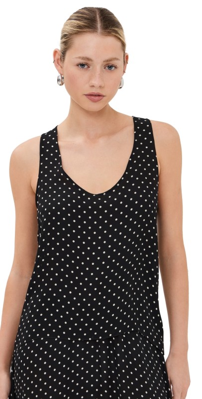 WARDROBE. NYC Silk Tank Black Polka Dot