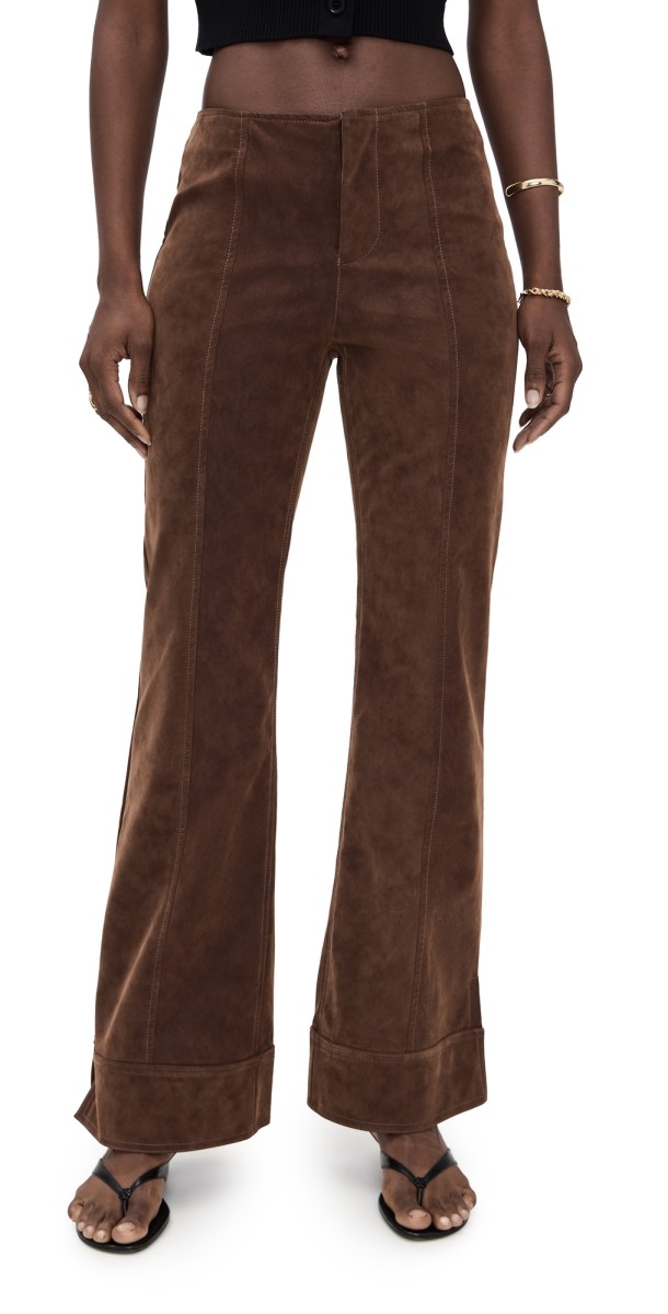 Free People Glow Up Suede Pants Shaved Chocolate