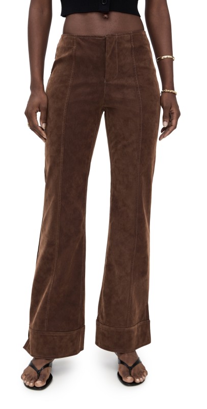Free People Glow Up Suede Pants Shaved Chocolate
