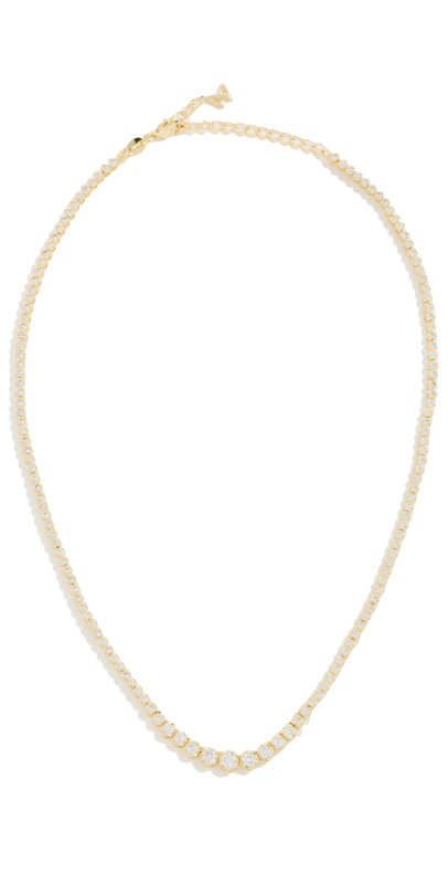 By Adina Eden Cubic Zirconia Bezel Graduated Tennis Necklace Gold