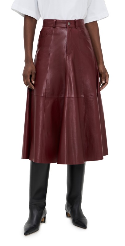 HAIKURE Mid Serenity Leather Skirt Cherry