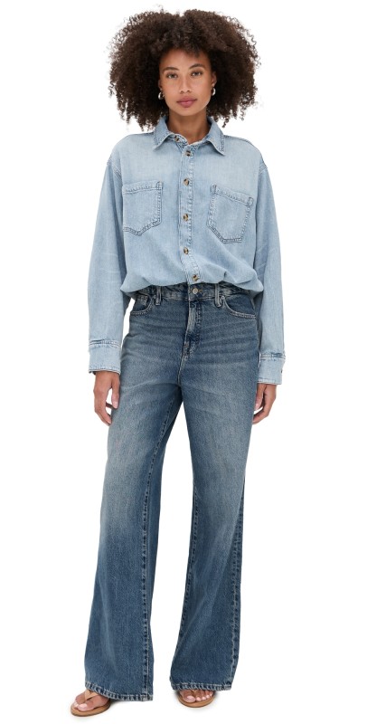 Good American Denim Shirt Jumpsuit Indigo796