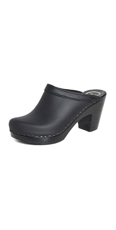 No.6 Old School High Heel Clogs Black/Black