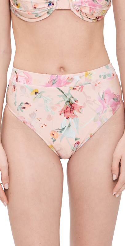 PatBO Lily Flower High Waist Bikini Bottoms Orange