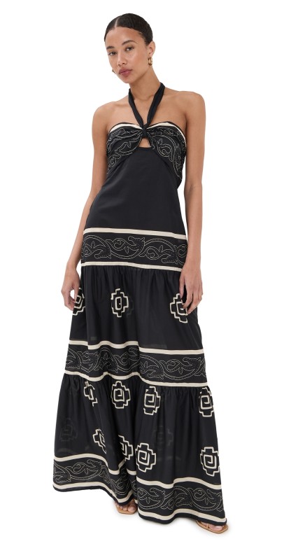 Johanna Ortiz Orilla Del Mar Maxi Dress Black/Ecru