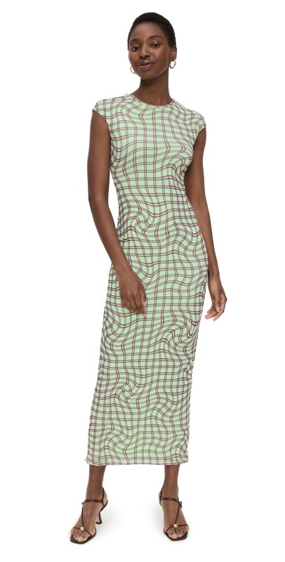AFRM Cody Dress Mint Plaid
