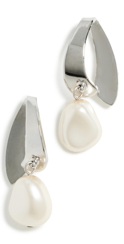 LELET NY Elle Pearl Drop Earrings Rhodium