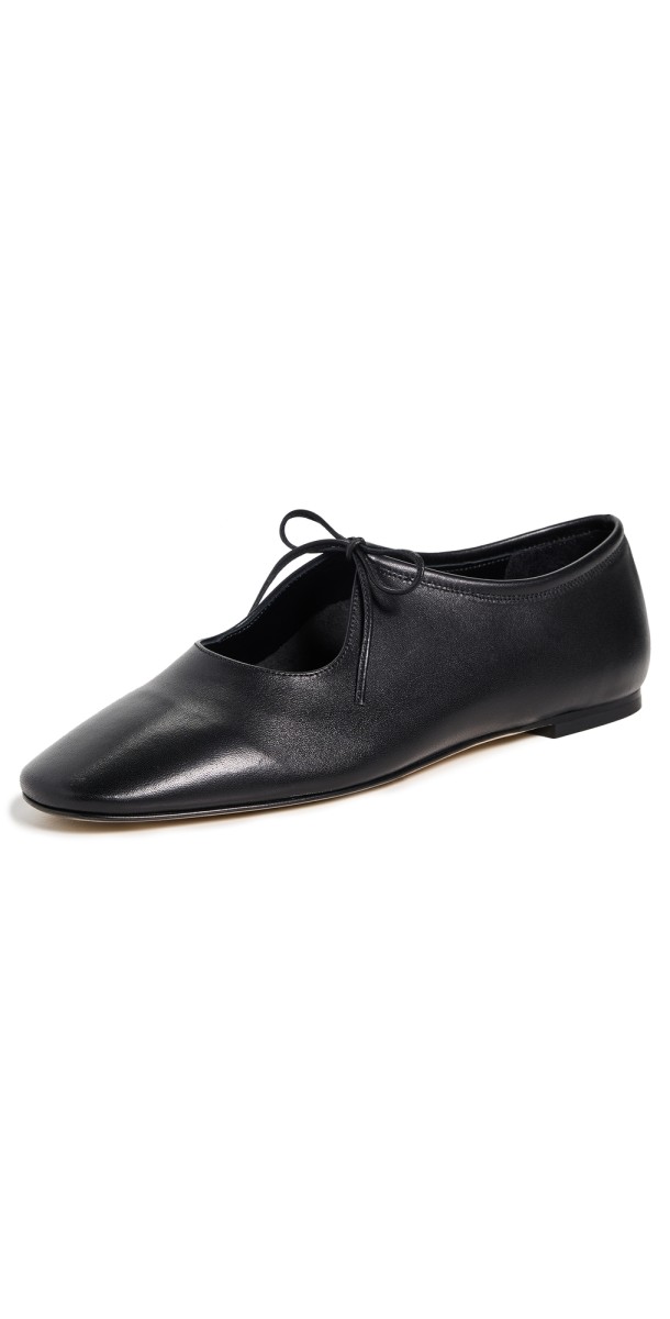 AEYDE Della Nappa Leather Black Flats Black