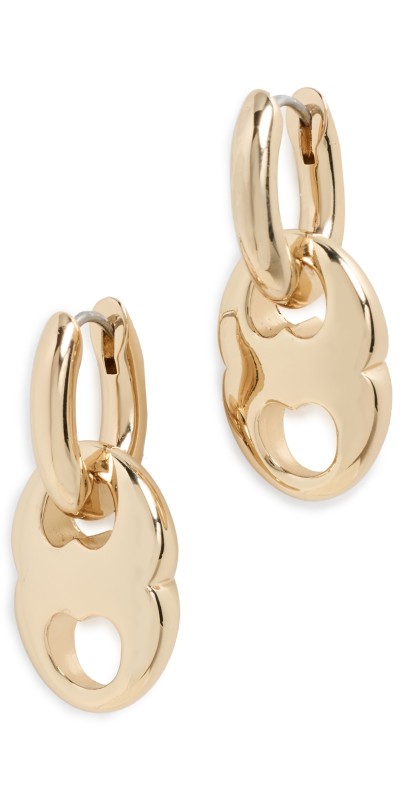 Tory Burch Small Gemini Link Hoop Earrings Light Brass