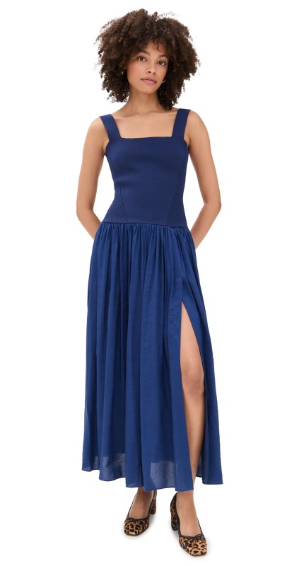 La Ligne Knit Tank Top Dress with Skirt Indigo