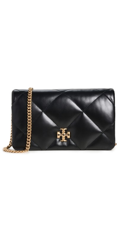 Tory Burch Kira Diamond Quilt Chain Wallet Black