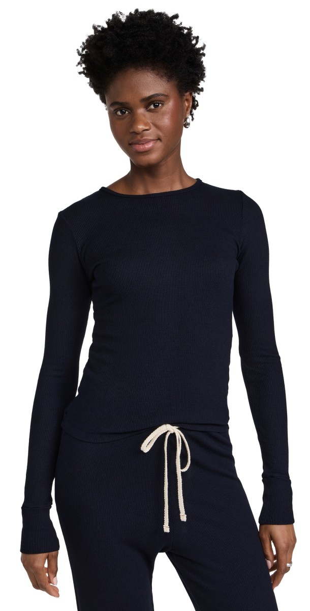 Les Tien Fiona Fitted Long Sleeve Tee Navy