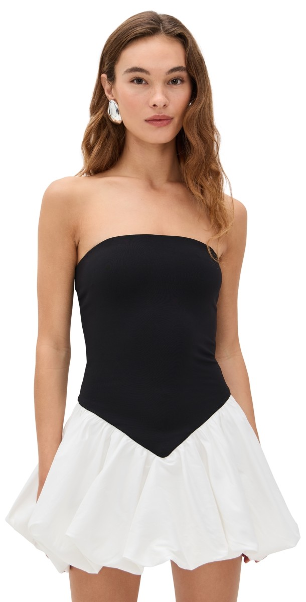 BARDOT Vega Strapless Mini Dress Black & White