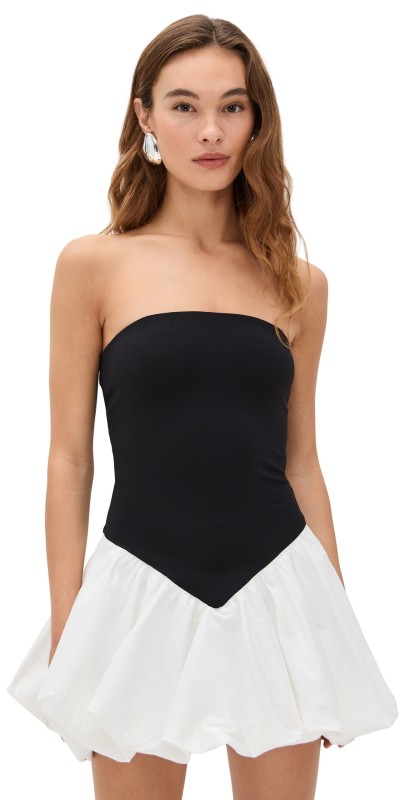 BARDOT Vega Strapless Mini Dress Black & White