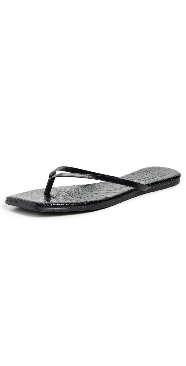 TKEES Square Toe Lily Flip Flops Sable Croc