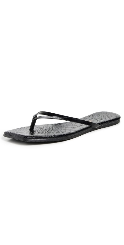 TKEES Square Toe Lily Flip Flops Sable Croc
