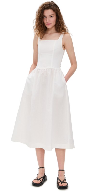 ALIGNE Rosia Linen Midi Dress White