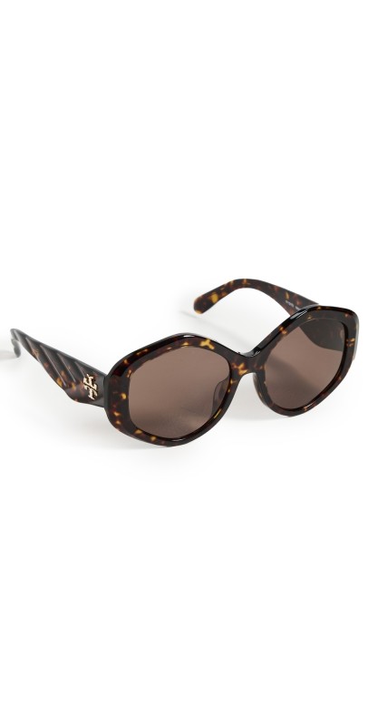 Tory Burch 0TY7217U Round Sunglasses Dark Tortois
