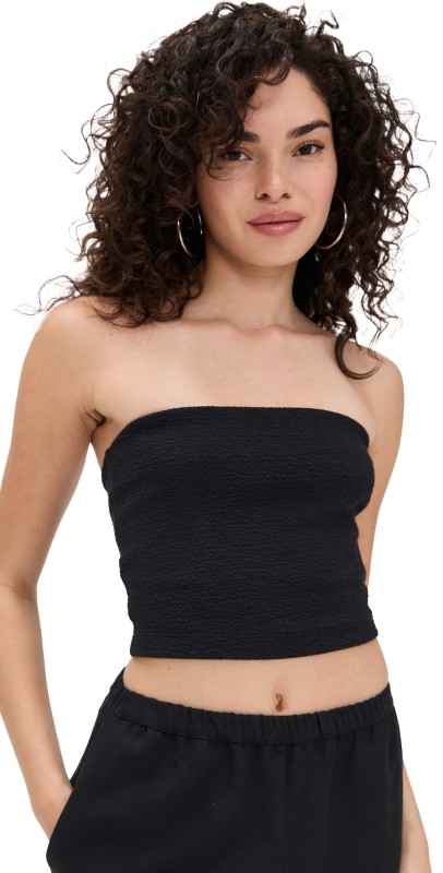 Enza Costa Jaquard Bandeau Top Black