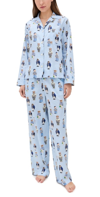 Polo Ralph Lauren Madison All Over Bear PJ Set Oxford Blue