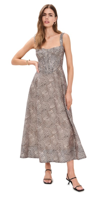 BARDOT Lilah Corset Midi Dress B Leopard