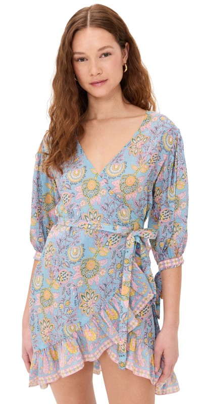 Bell Cindy Mini Dress Blue Yellow Print