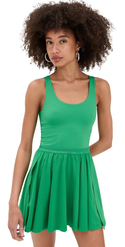 Beyond Yoga Score Pleated Dress Home Court Green