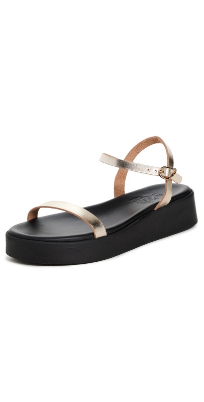 Ancient Greek Sandals Irida Platform Sandals Black/Gold