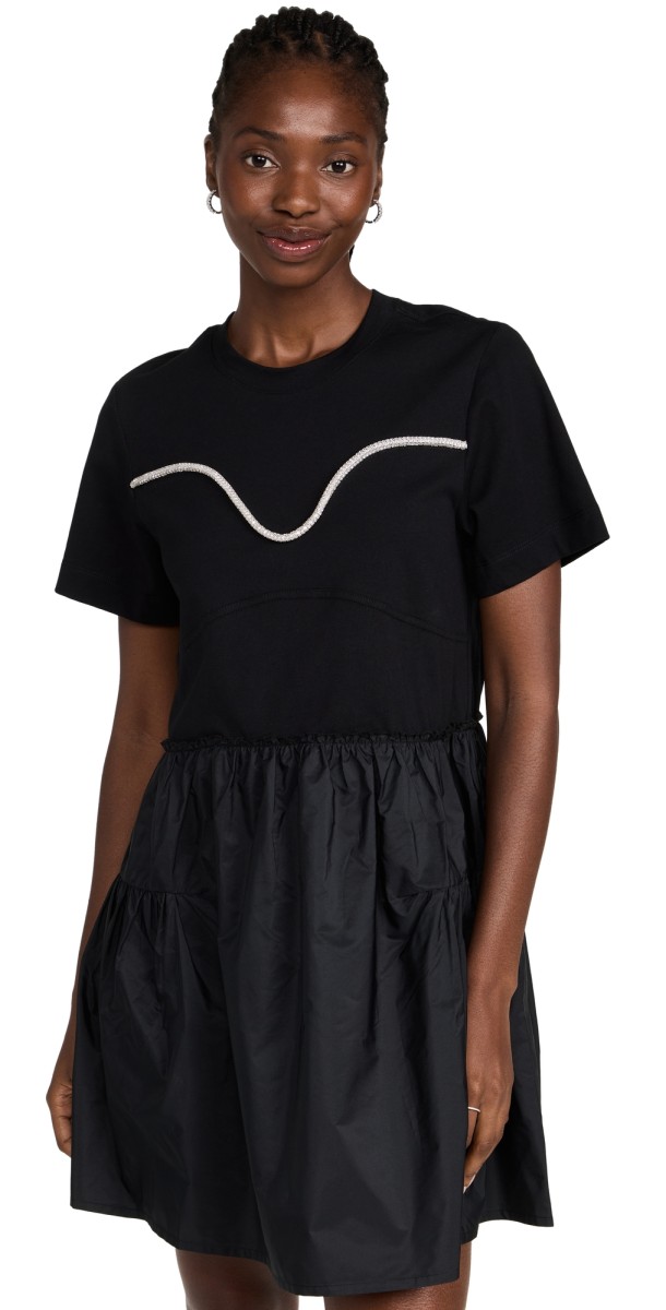 Tanya Taylor Emmy Embellished Mini Dress Black