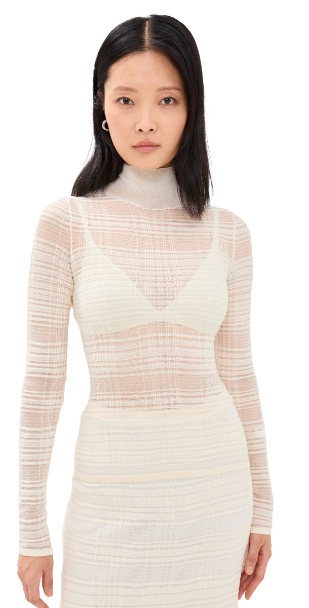 Proenza Schouler White Label Stefanie Sweater in Plaid Knits Alabaster