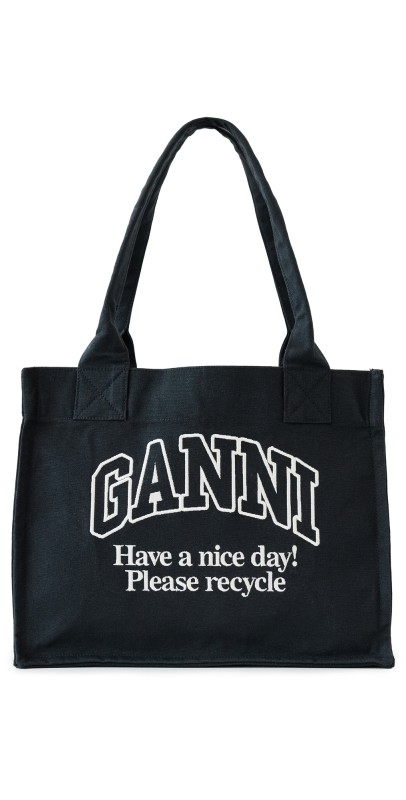 GANNI Large Easy Shopper Contrasted Logo Phantom