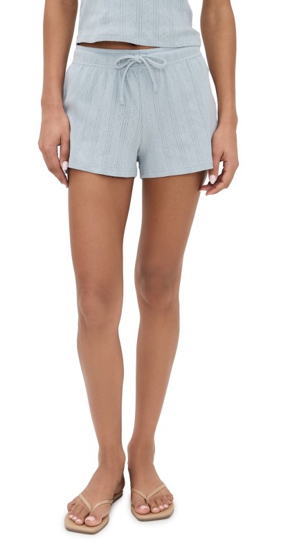 perfectwhitetee Pointelle Sleep Shorts Sky Blue