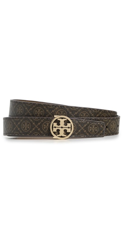 Tory Burch T Monogram Coated Canvas Miller Belt French Press/Gold