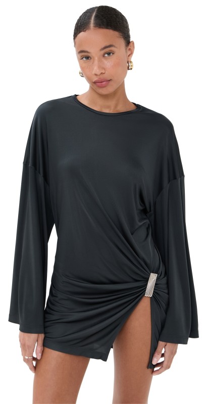 The Attico Long Sleeve Mini Dress Dark Grey