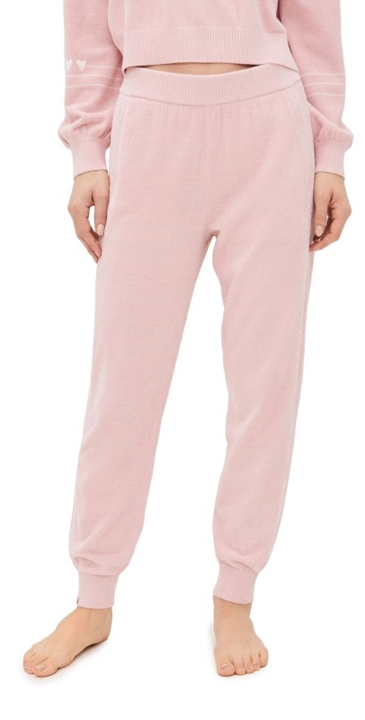 Barefoot Dreams Cozychic Ultra Lite Heartbeat Stripe Pants Pink Peonie/Pearl
