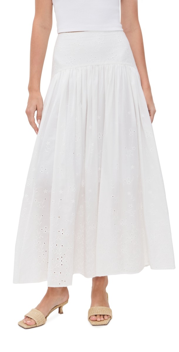 STAUD Procida Skirt White Eyelet