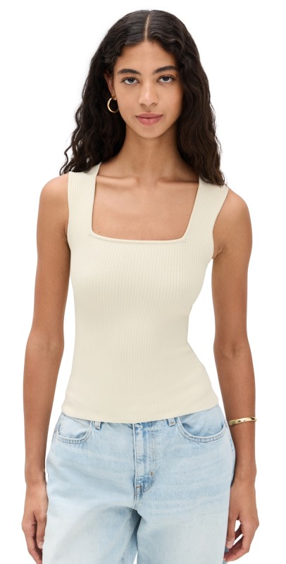DL1961 Instasculpt Rib Square Neck Top Ecru (Instasculpt Rib)