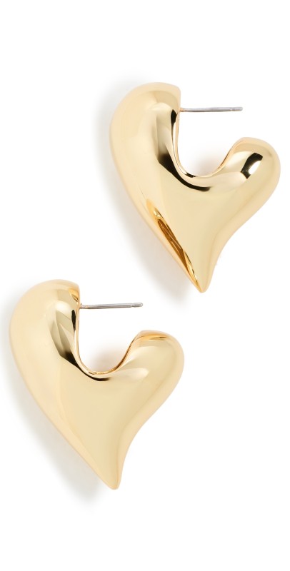 Jenny Bird Art Heart Puff Earrings High Polish Gold