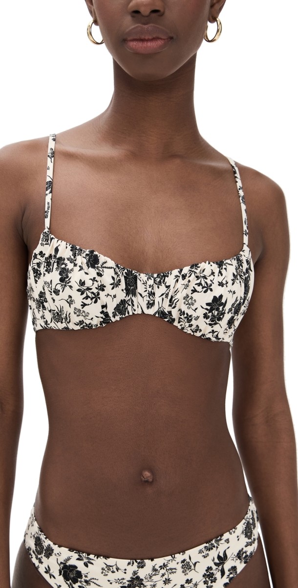 Ulla Johnson Naomi Ruched Bikini Top White Gardenia