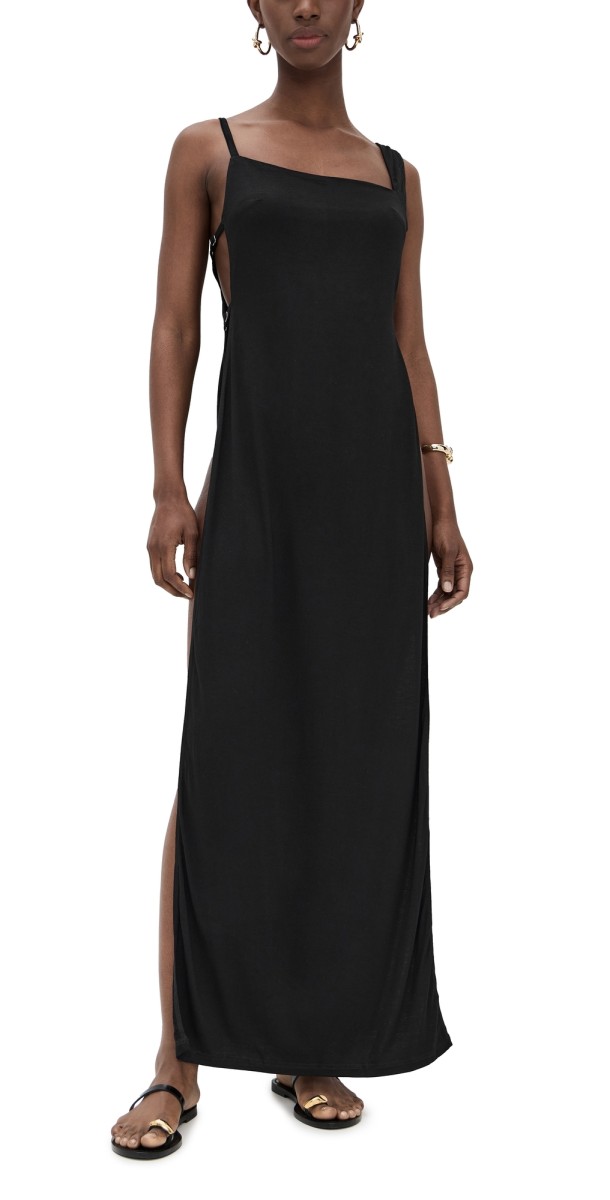 Riot Swim Monroe Side Split Maxi Dress Black