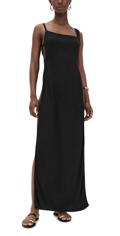 Riot Swim Monroe Side Split Maxi Dress Black